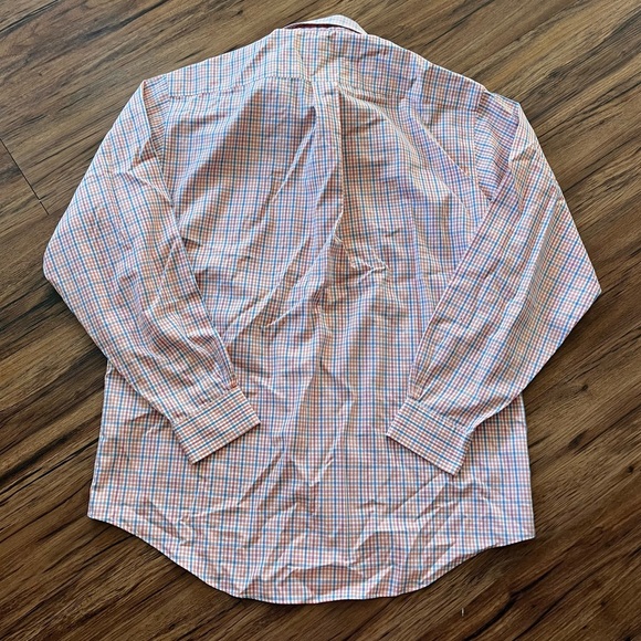 Brooks Brothers Long Sleeve Button Down Shirt Orange Blue Red Plaid Mens Size M - Picture 4 of 7